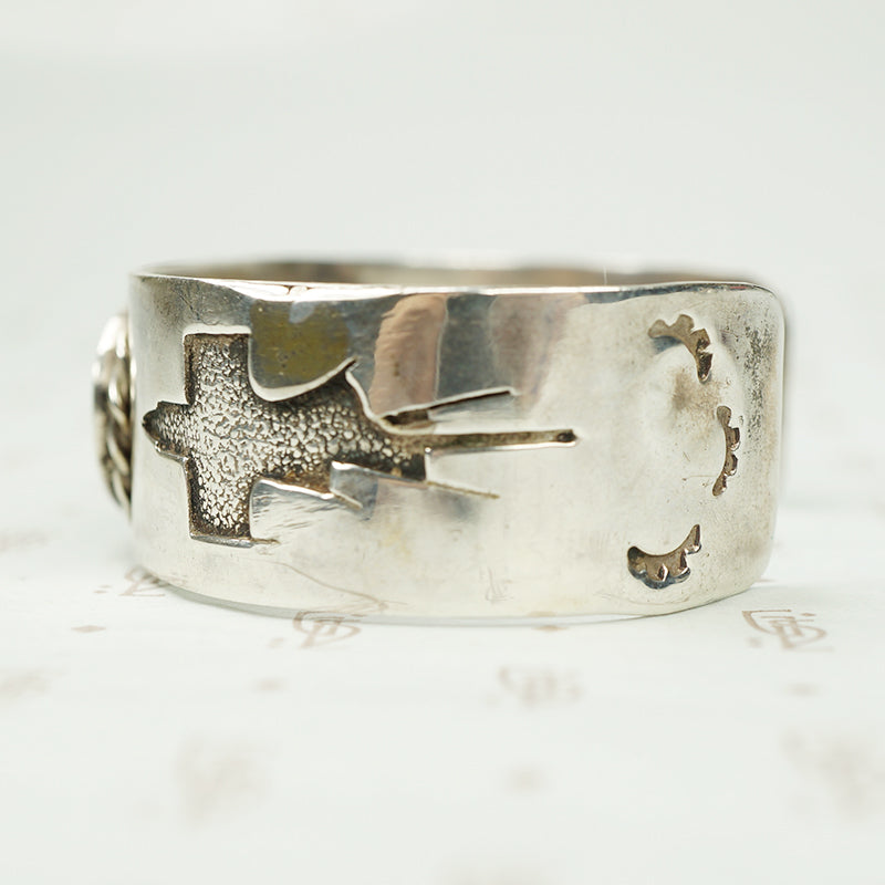 Vintage Silver Malachite Thunderbird Cuff