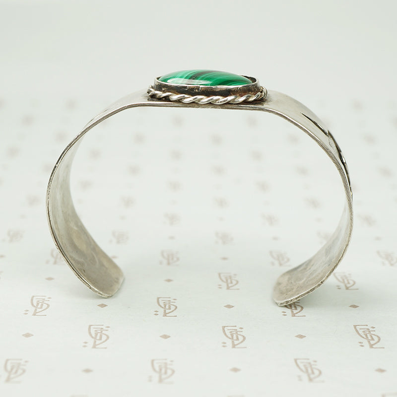 Vintage Silver Malachite Thunderbird Cuff