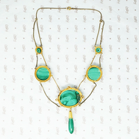 Elaborate gold malachite vicorian necklace reverse