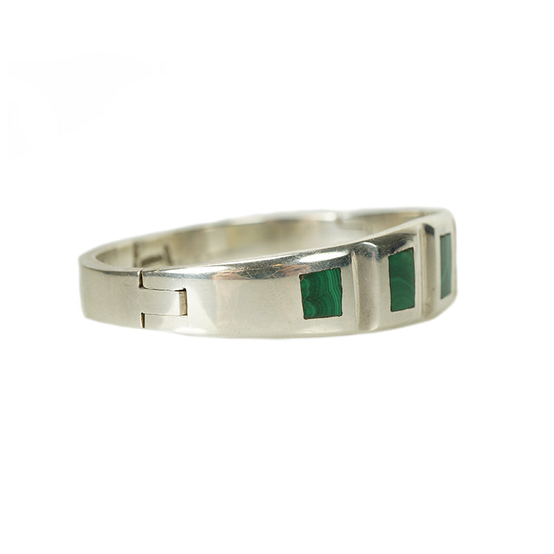 Malachite and Sterling Vintage Bracelet - Gem Set Love