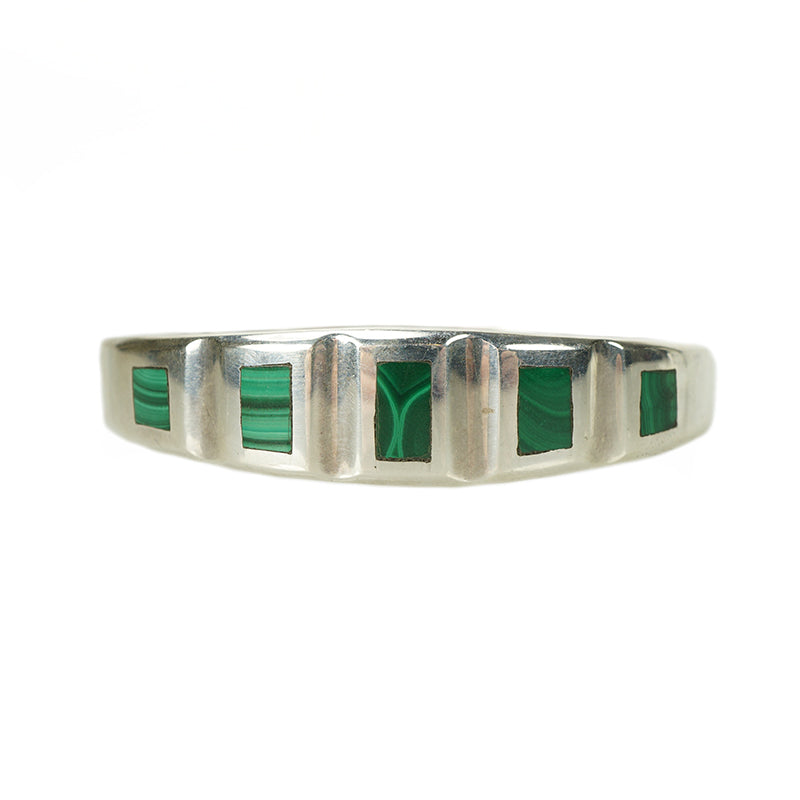 Malachite and Sterling Vintage Bracelet - Gem Set Love