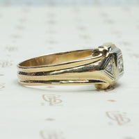 Vintage Bold 1940's 2 tone Gold Diamond Ring