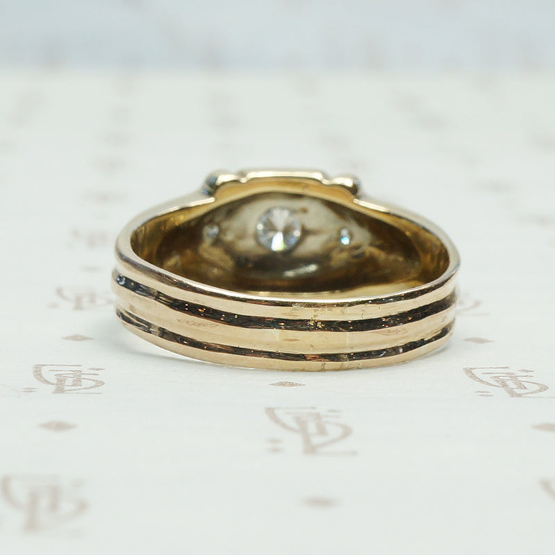 Vintage Bold 1940's 2 tone Gold Diamond Ring