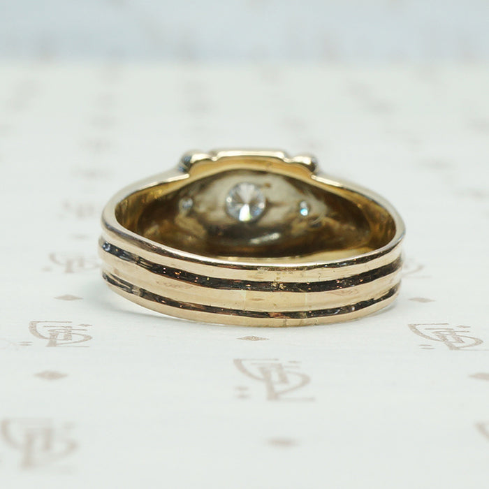Vintage Bold 1940's 2 tone Gold Diamond Ring