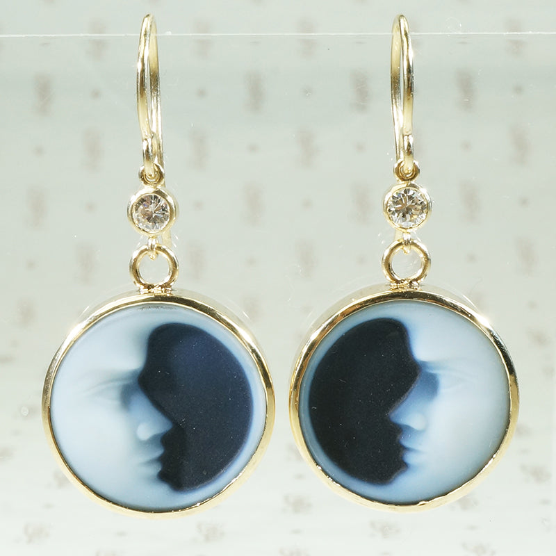 Man in the Moon Cameo Earrings