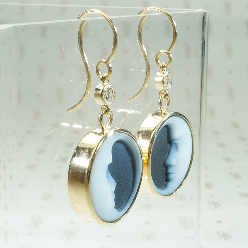 Man in the Moon Cameo Earrings