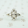White gold vintage marquise cluster diamond ring
