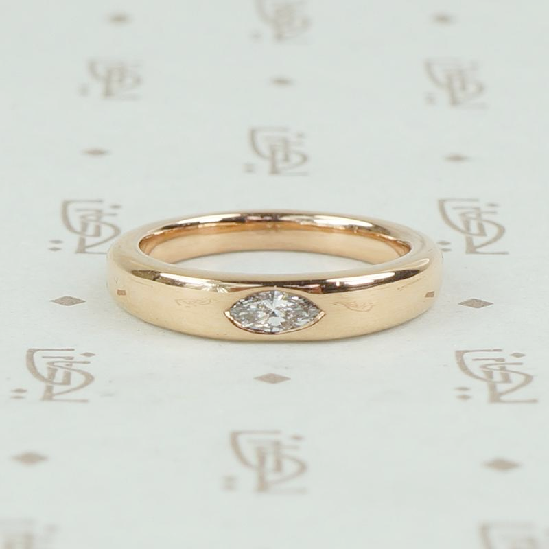 Vintage marquis diamond rose gold band by 720.