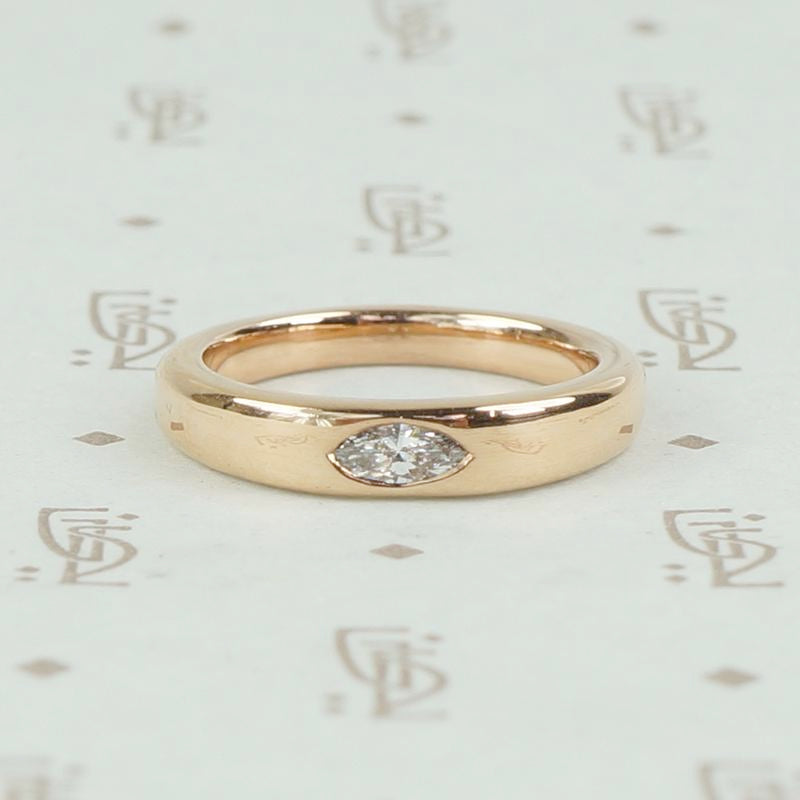 Vintage marquis diamond rose gold band by 720.