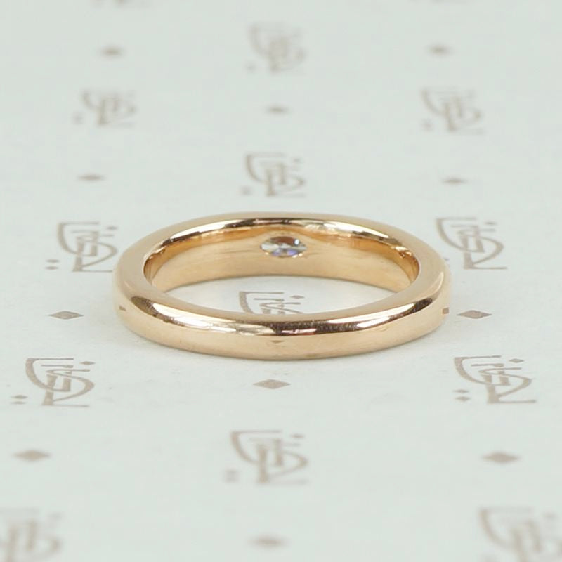 Vintage marquis diamond rose gold band by 720, back view.