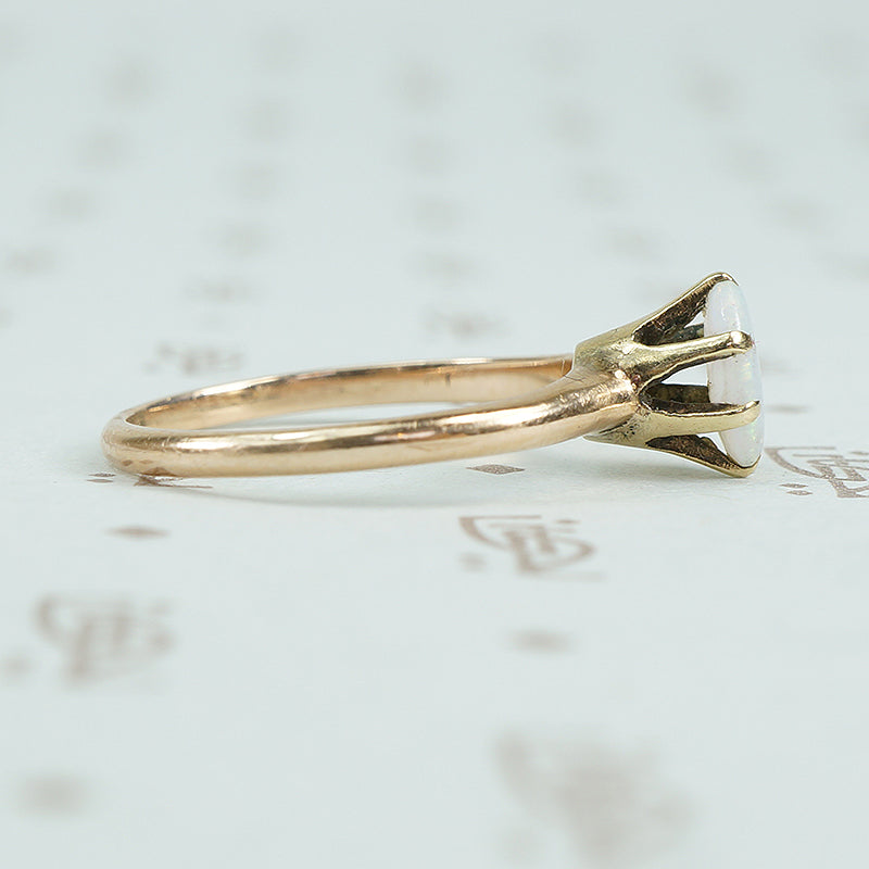marquis  opal gold solitaire ring side view