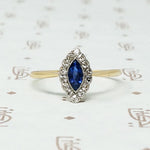 1920s Marquis Cut Sapphire Diamond Halo Ring