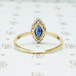 1920s Marquis Cut Sapphire Diamond Halo Ring