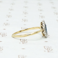 1920s Marquis Cut Sapphire Diamond Halo Ring