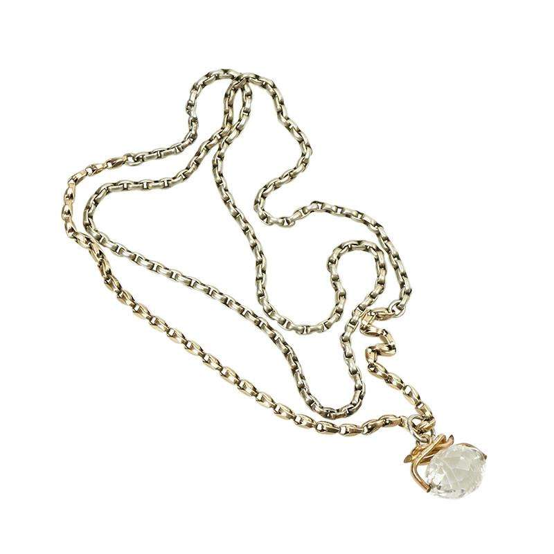 Sculpted Links of Silver and Gold with Crystal Fob