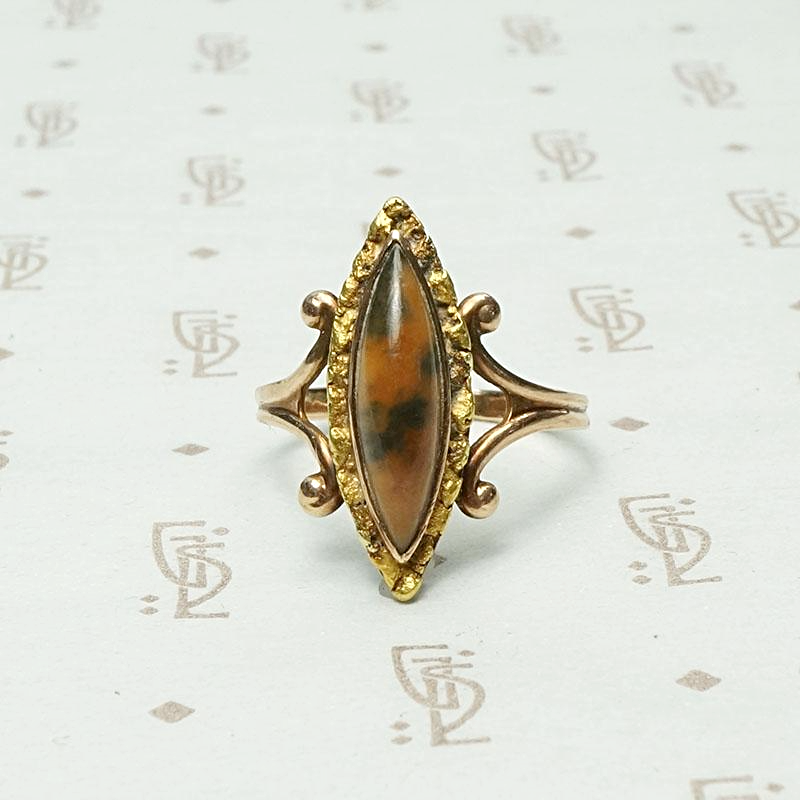 Alaskan Gold Rush Mastodon Tusk & Gold Nugget Ring