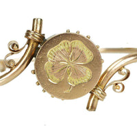 Matched Pair of Victorian Bracelets with Four Leaf Clover Motif - Gem Set Love