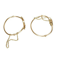 Matched Pair of Victorian Bracelets with Four Leaf Clover Motif - Gem Set Love