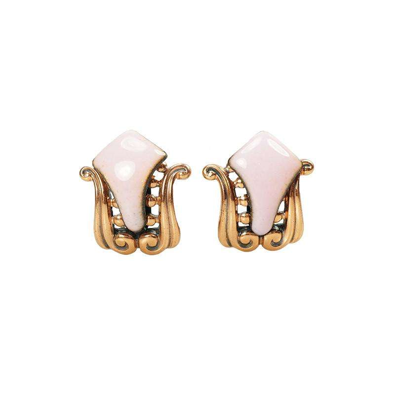 Pretty Pink Enamel and Copper Matisse Earrings