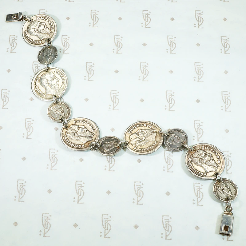 "Maximiliano Emperador" Faux Coin Sterling Bracelet