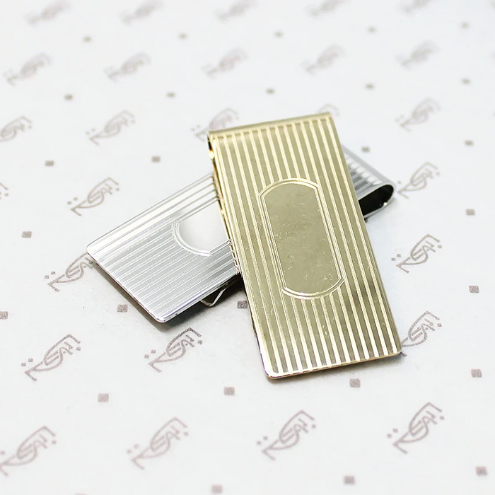 Pinstriped Money Clip with Engravable Panel