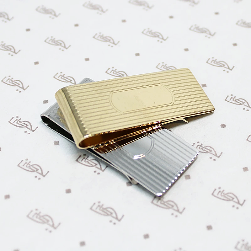 Pinstriped Money Clip with Engravable Panel