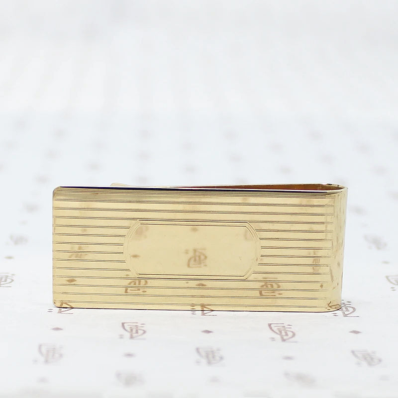Pinstriped Money Clip with Engravable Panel