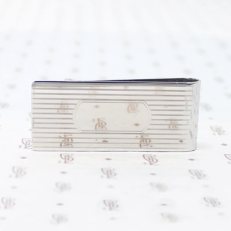 Pinstriped Money Clip with Engravable Panel