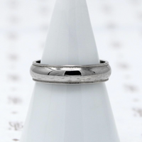 Classic Wedding Band with Milgrain Detail, platinum.