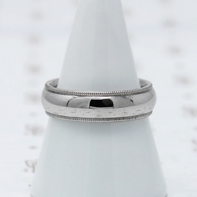 Elegant Milgrain Detail Comfort Fit Band, platinum
