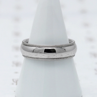 Elegant Milgrain Detail Comfort Fit Band, platinum