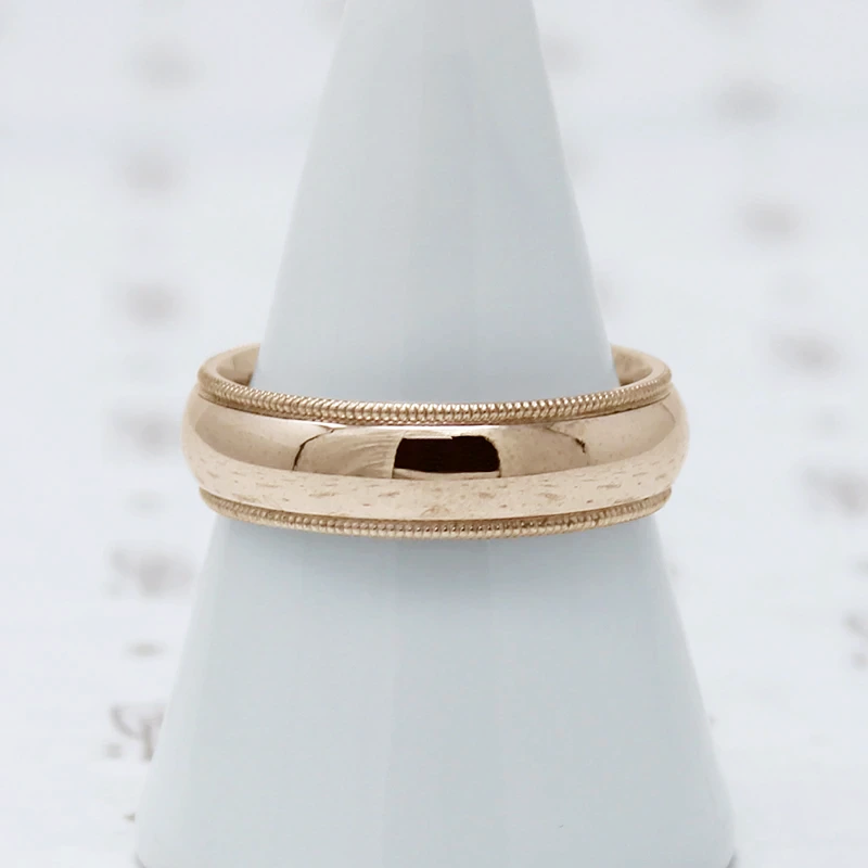 Elegant Milgrain Detail Comfort Fit Band, rose gold
