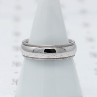 Elegant Milgrain Detail Comfort Fit Band, white gold