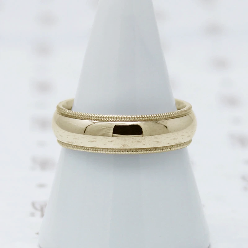 Elegant Milgrain Detail Comfort Fit Band, yellow gold