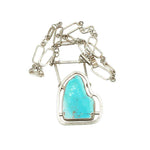 Modernist Silver Necklace set with huge Turquoise