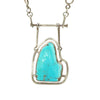 Modernist Silver Necklace set with huge Turquoise
