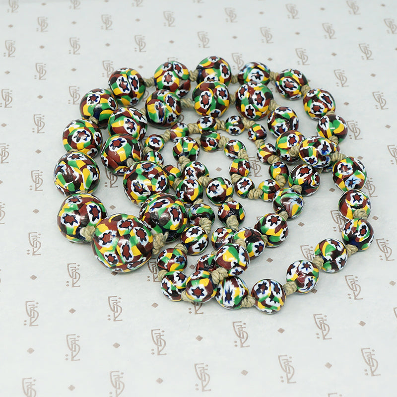 Vintage Millefiori Glass Bead Necklace c1920