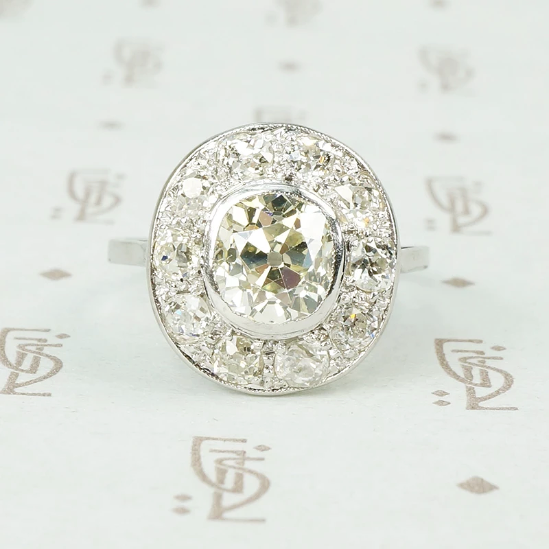 2 carat edwardian halo ring