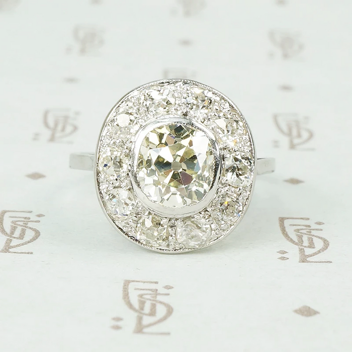 2 carat edwardian halo ring
