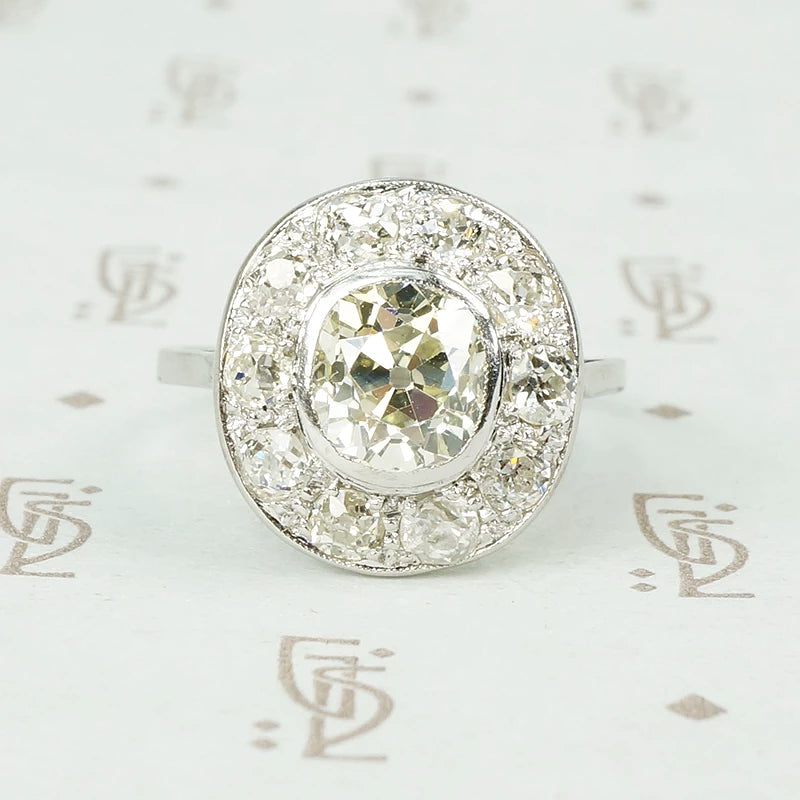 2 carat edwardian halo ring