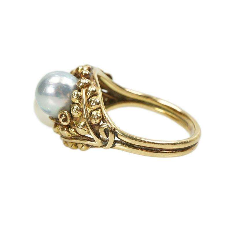 Ming's 14k Yellow gold and Double Pearl Ring