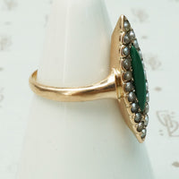 Antique Malachite and Pearl Ring