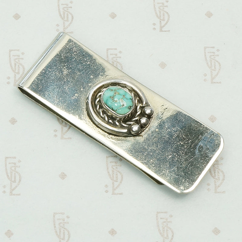 sterling silver turquoise set sw american money clip