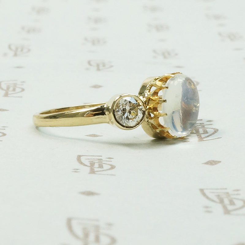 LUNA Moonstone and Diamond Ring