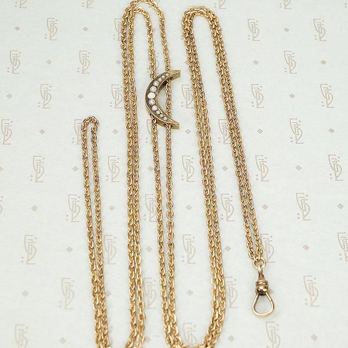 Opal and Pearl Studded Crescent Moon Slide Chain