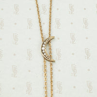 Opal and Pearl Studded Crescent Moon Slide Chain