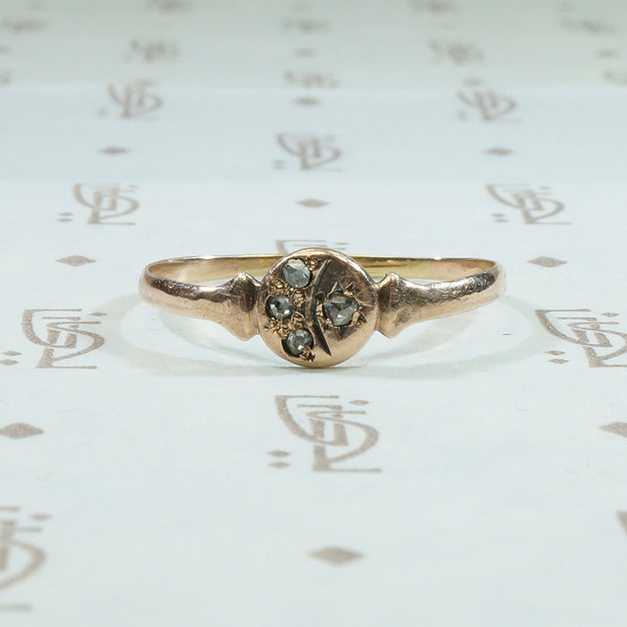 delicate mid 19th century gold and rose cut diamond moon and star ring