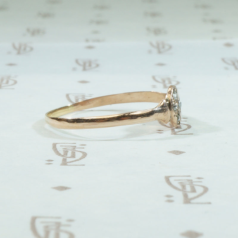 Delicate Rose Cut Diamond Moon and Star Band Ring