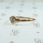 Delicate Rose Cut Diamond Moon and Star Band Ring