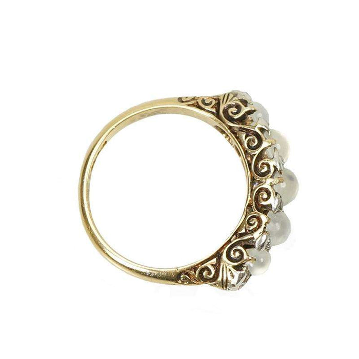 Glowing Moonstone and Rose Cut Diamond Ring